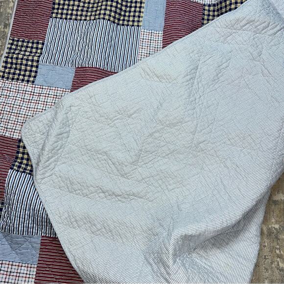 Vintage Tommy Hilfiger Madras Patchwork Nautical Reversible Quilt Twin Size - Picture 7 of 8
